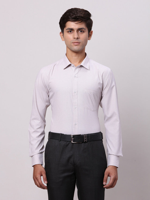 Park Avenue Grey Structure Slim Fit Full Sleeve Cotton Blend Shirt