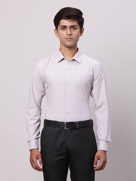 Park Avenue Grey Structure Slim Fit Full Sleeve Cotton Blend Shirt