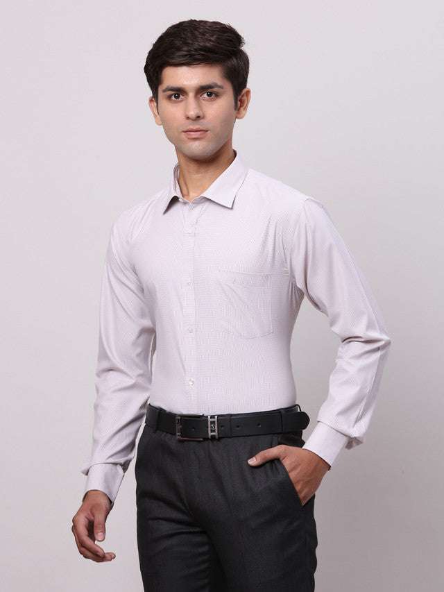 Park Avenue Grey Structure Slim Fit Full Sleeve Cotton Blend Shirt