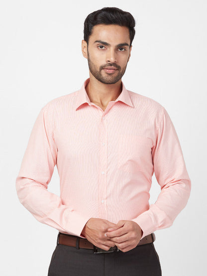 Park Avenue Men Orange Self Design Slim Fit Full Sleeve Semi Cut Away Collar Shirt