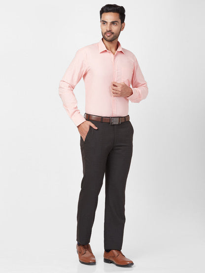 Park Avenue Men Orange Self Design Slim Fit Full Sleeve Semi Cut Away Collar Shirt