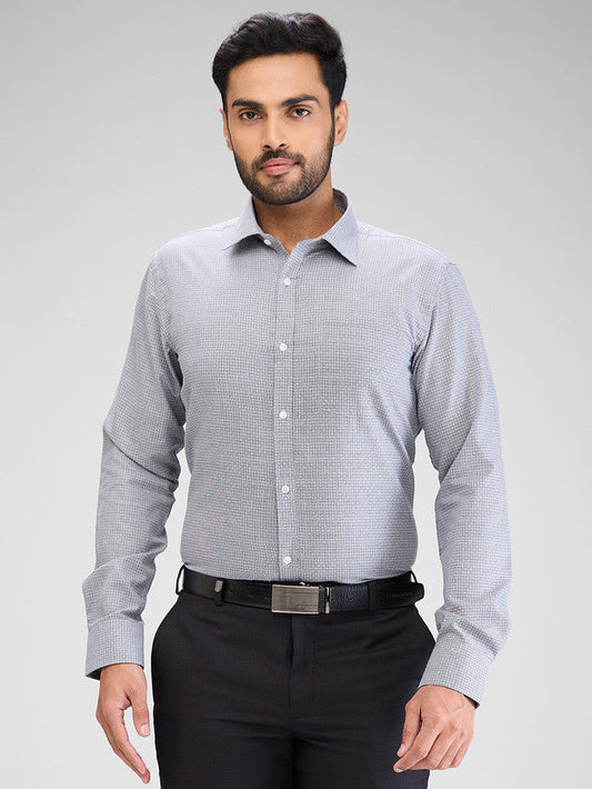 Park Avenue Grey Structure Slim Fit Cotton Blend Formal Shirt