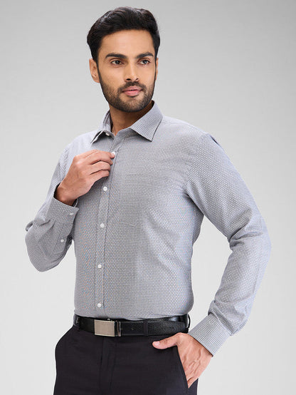 Park Avenue Grey Structure Slim Fit Cotton Blend Formal Shirt
