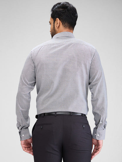 Park Avenue Grey Structure Slim Fit Cotton Blend Formal Shirt