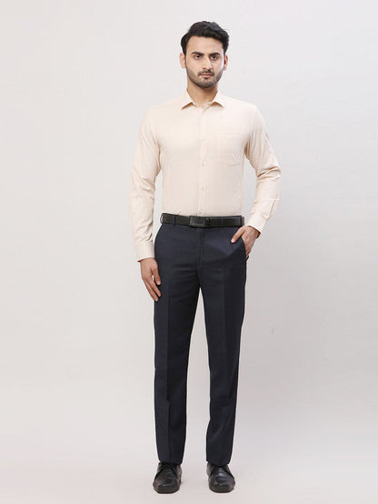 Park Avenue Men Yellow Striped Slim Fit Full Sleeve Semi Cut Away Collar Shirt