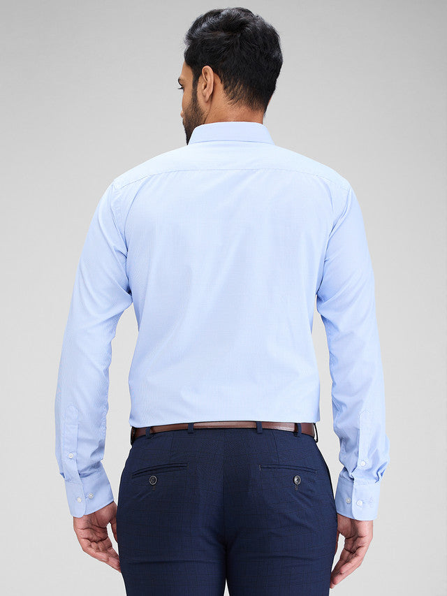 Park Avenue Blue Structure Slim Fit Cotton Blend Formal Shirt