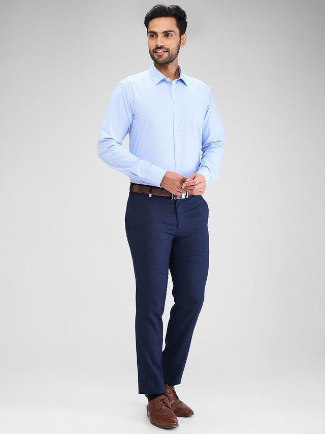 Park Avenue Blue Structure Slim Fit Cotton Blend Formal Shirt
