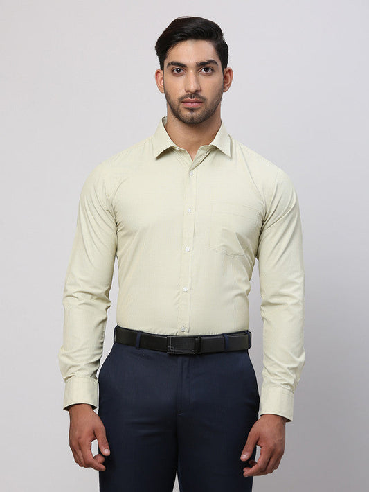 Park Avenue Green Structure Slim Fit Cotton Blend Formal Shirt
