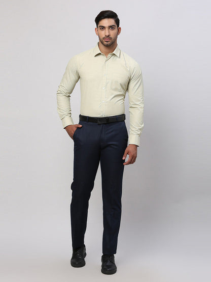 Park Avenue Green Structure Slim Fit Cotton Blend Formal Shirt