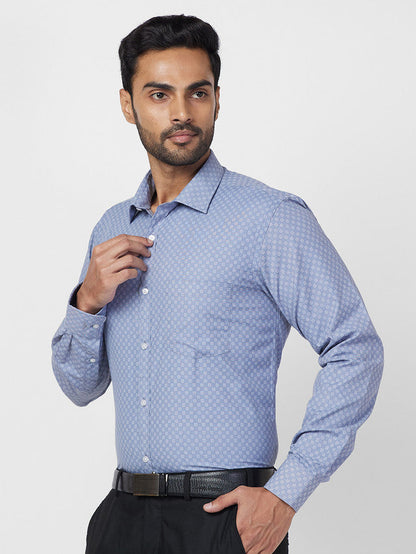 Park Avenue Men Blue Checkered Slim Fit Polyester Blend Formal Shirt