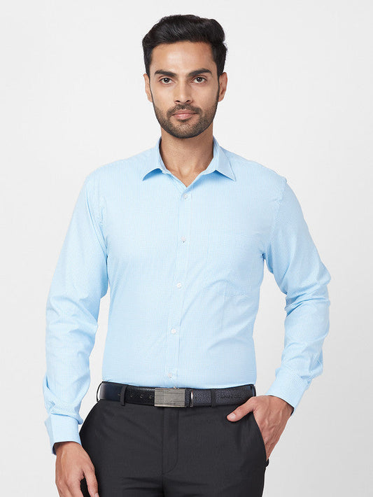 Park Avenue Blue Structure Slim Fit Full Sleeve Cotton Blend Shirt