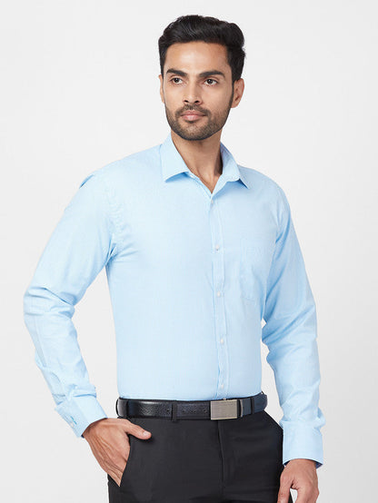 Park Avenue Blue Structure Slim Fit Full Sleeve Cotton Blend Shirt