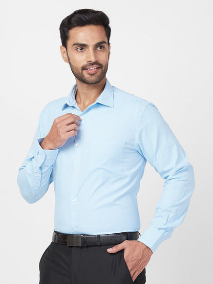 Park Avenue Blue Structure Slim Fit Full Sleeve Cotton Blend Shirt