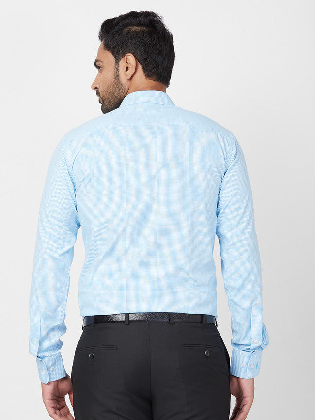 Park Avenue Blue Structure Slim Fit Full Sleeve Cotton Blend Shirt