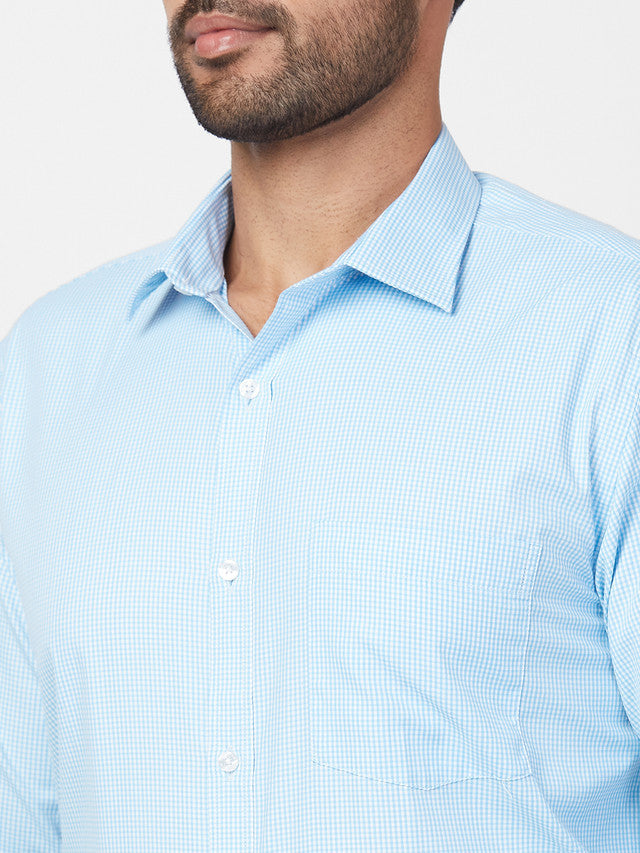 Park Avenue Blue Structure Slim Fit Full Sleeve Cotton Blend Shirt