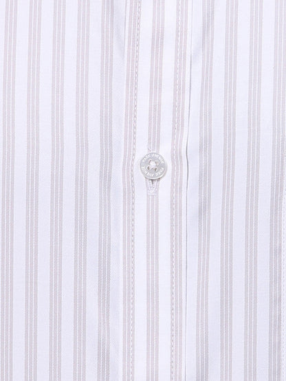 Park Avenue Grey Stripe Slim Fit Cotton Blend Formal Shirt