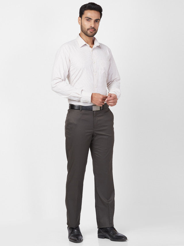 Park Avenue Men White Checkered Slim Fit Polyester Blend Formal Shirt