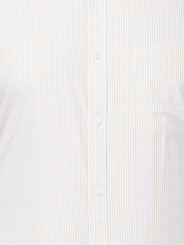 Park Avenue Men White Checkered Slim Fit Polyester Blend Formal Shirt