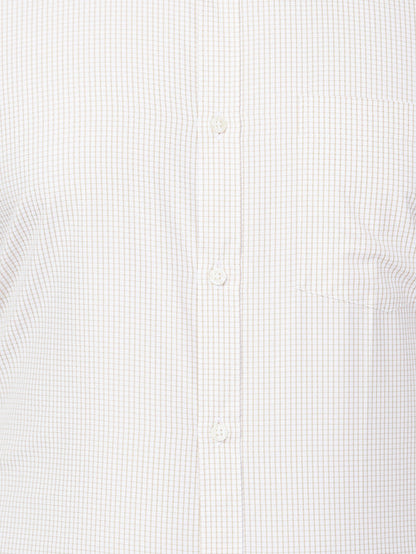 Park Avenue Men White Checkered Slim Fit Polyester Blend Formal Shirt