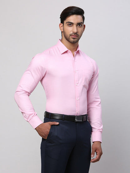 Park Avenue Men Pink Structured Slim Fit Cotton Blend Formal Shirt