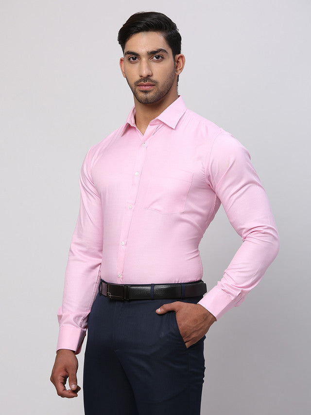 Park Avenue Men Pink Structured Slim Fit Cotton Blend Formal Shirt