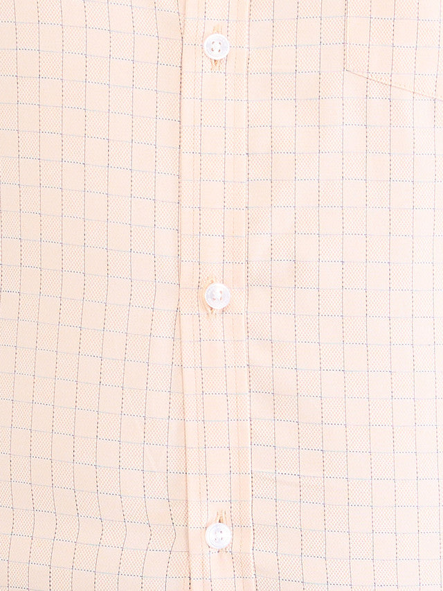 Park Avenue Orange Checks Slim Fit Cotton Blend Formal Shirt