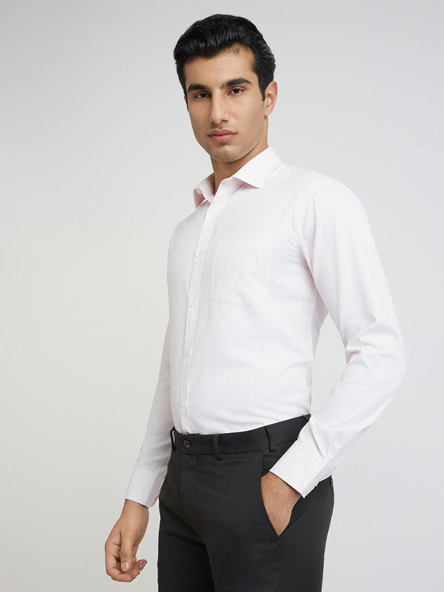 Park Avenue Red Stripe Slim Fit Cotton Blend Formal Shirt