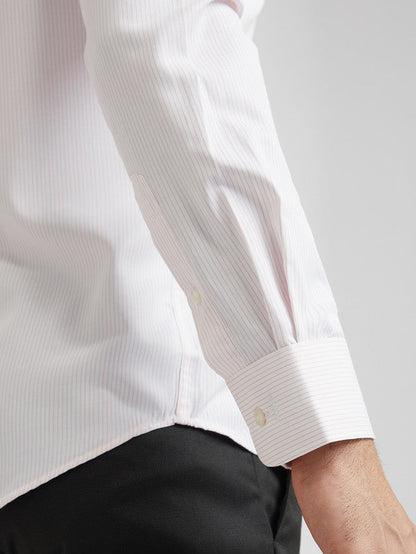 Park Avenue Red Stripe Slim Fit Cotton Blend Formal Shirt