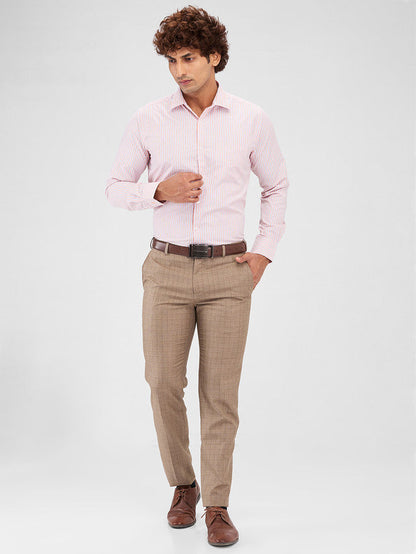 Park Avenue Orange Stripe Slim Fit Cotton Blend Formal Shirt