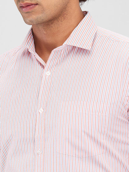 Park Avenue Orange Stripe Slim Fit Cotton Blend Formal Shirt