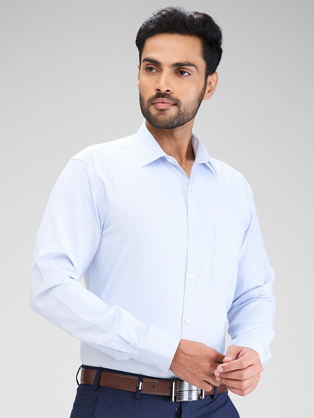 Park Avenue Blue Structure Slim Fit Cotton Blend Formal Shirt