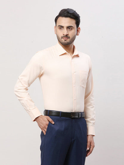 Park Avenue Men Orange Self Design Slim Fit Full Sleeve Semi Cut Away Collar Shirt