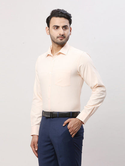 Park Avenue Men Orange Self Design Slim Fit Full Sleeve Semi Cut Away Collar Shirt