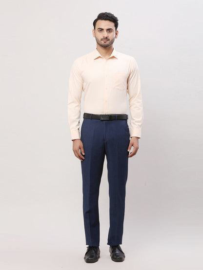 Park Avenue Men Orange Self Design Slim Fit Full Sleeve Semi Cut Away Collar Shirt