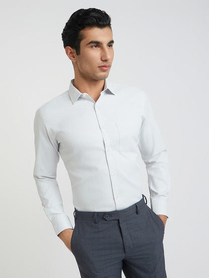 Park Avenue Grey Structure Slim Fit Cotton Blend Formal Shirt