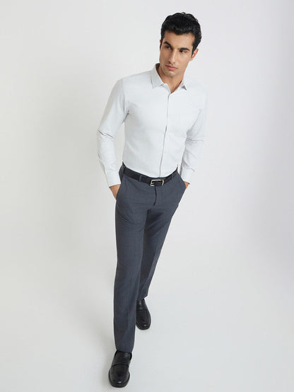 Park Avenue Grey Structure Slim Fit Cotton Blend Formal Shirt