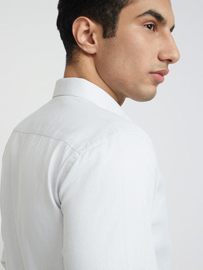 Park Avenue Grey Structure Slim Fit Cotton Blend Formal Shirt