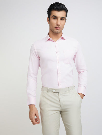 Park Avenue Men Pink Structured Slim Fit Cotton Blend Formal Shirt