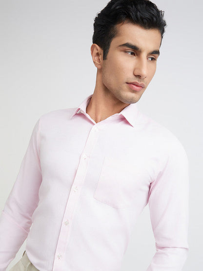 Park Avenue Men Pink Structured Slim Fit Cotton Blend Formal Shirt