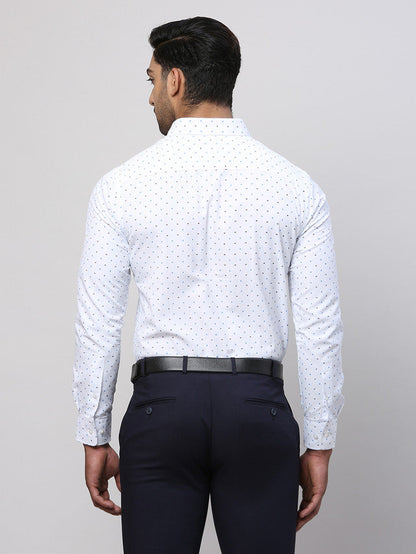 Park Avenue Blue Printed Slim Fit Cotton Blend Formal Shirt