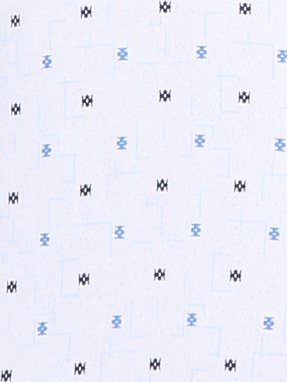 Park Avenue Blue Printed Slim Fit Cotton Blend Formal Shirt