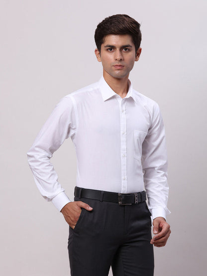 Park Avenue White Solid Slim Fit Full Sleeve Cotton Shirt