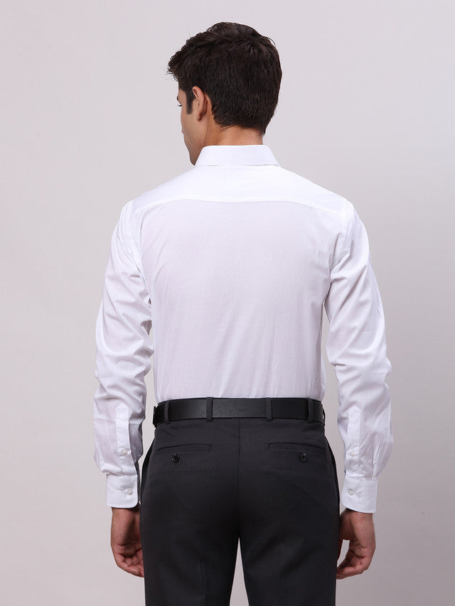 Park Avenue White Solid Slim Fit Full Sleeve Cotton Shirt