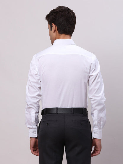 Park Avenue White Solid Slim Fit Full Sleeve Cotton Shirt
