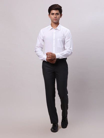 Park Avenue White Solid Slim Fit Full Sleeve Cotton Shirt