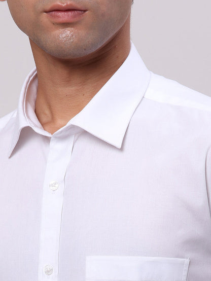 Park Avenue White Solid Slim Fit Full Sleeve Cotton Shirt
