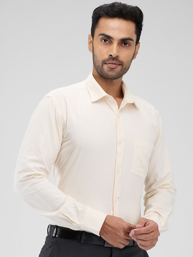 Park Avenue Yellow Solid Slim Fit Cotton Formal Shirt