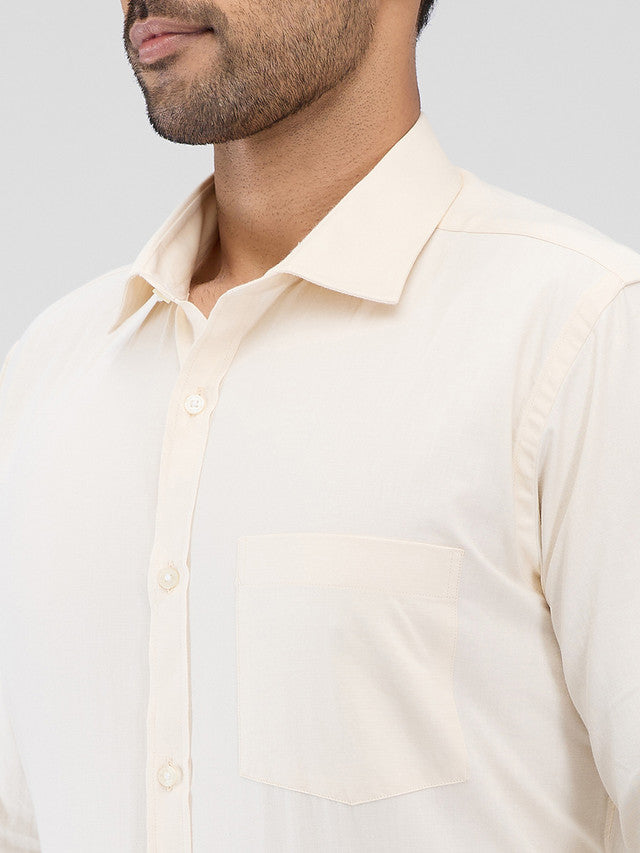 Park Avenue Yellow Solid Slim Fit Cotton Formal Shirt