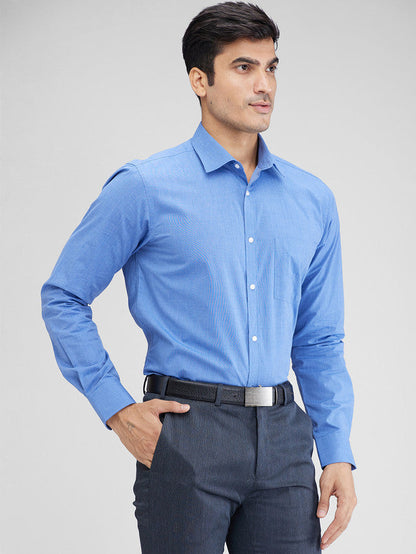 Park Avenue Blue Structure Slim Fit Full Sleeve Cotton Shirt