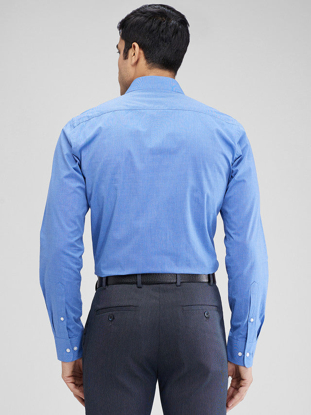 Park Avenue Blue Structure Slim Fit Full Sleeve Cotton Shirt